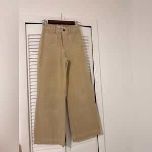 Mango Wide-Leg Corduroy Pants in Khaki